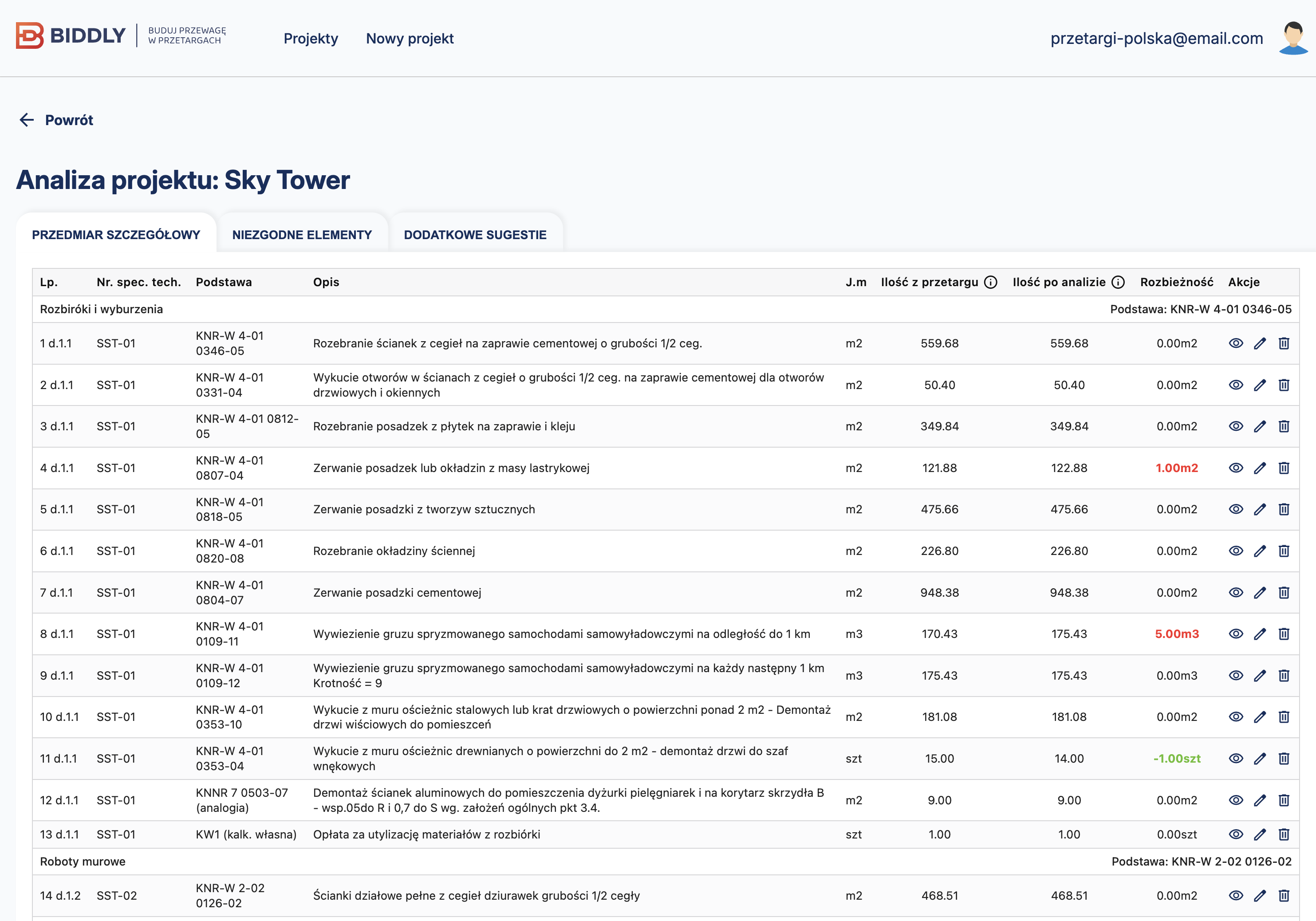 Biddly screenshot aplikacji